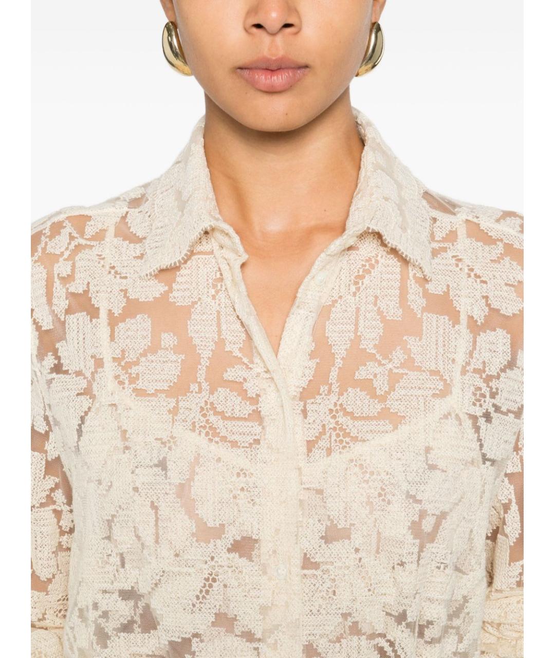 ERMANNO SCERVINO Бежевая кружевная рубашка, фото 4