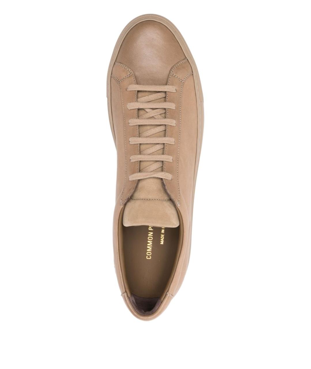 COMMON PROJECTS Бежевые кожаные низкие кроссовки / кеды, фото 4