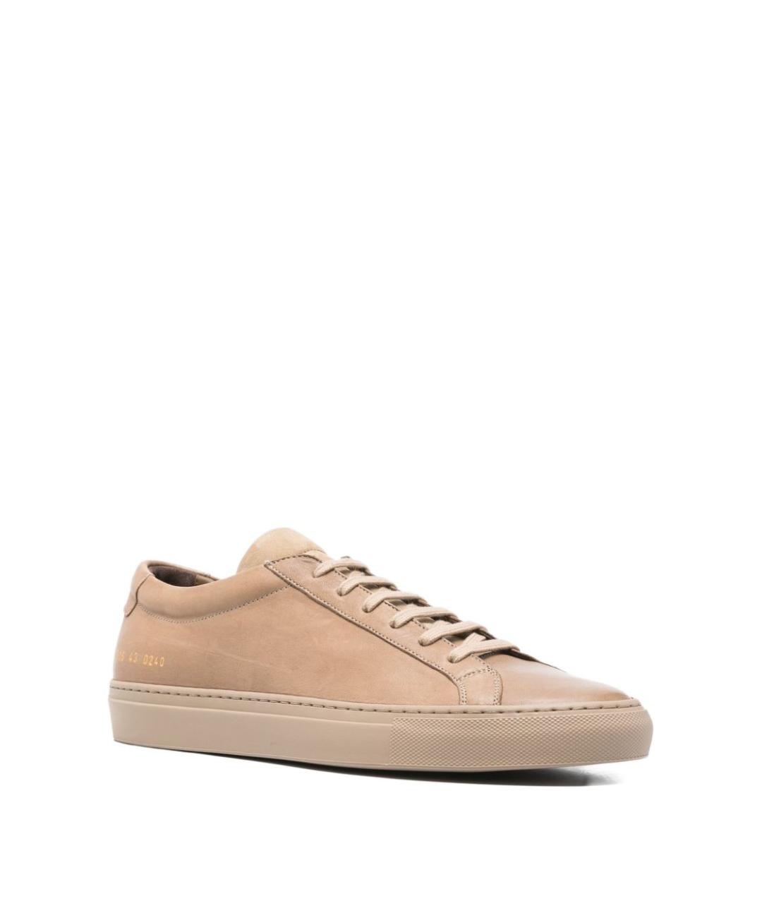 COMMON PROJECTS Бежевые кожаные низкие кроссовки / кеды, фото 2