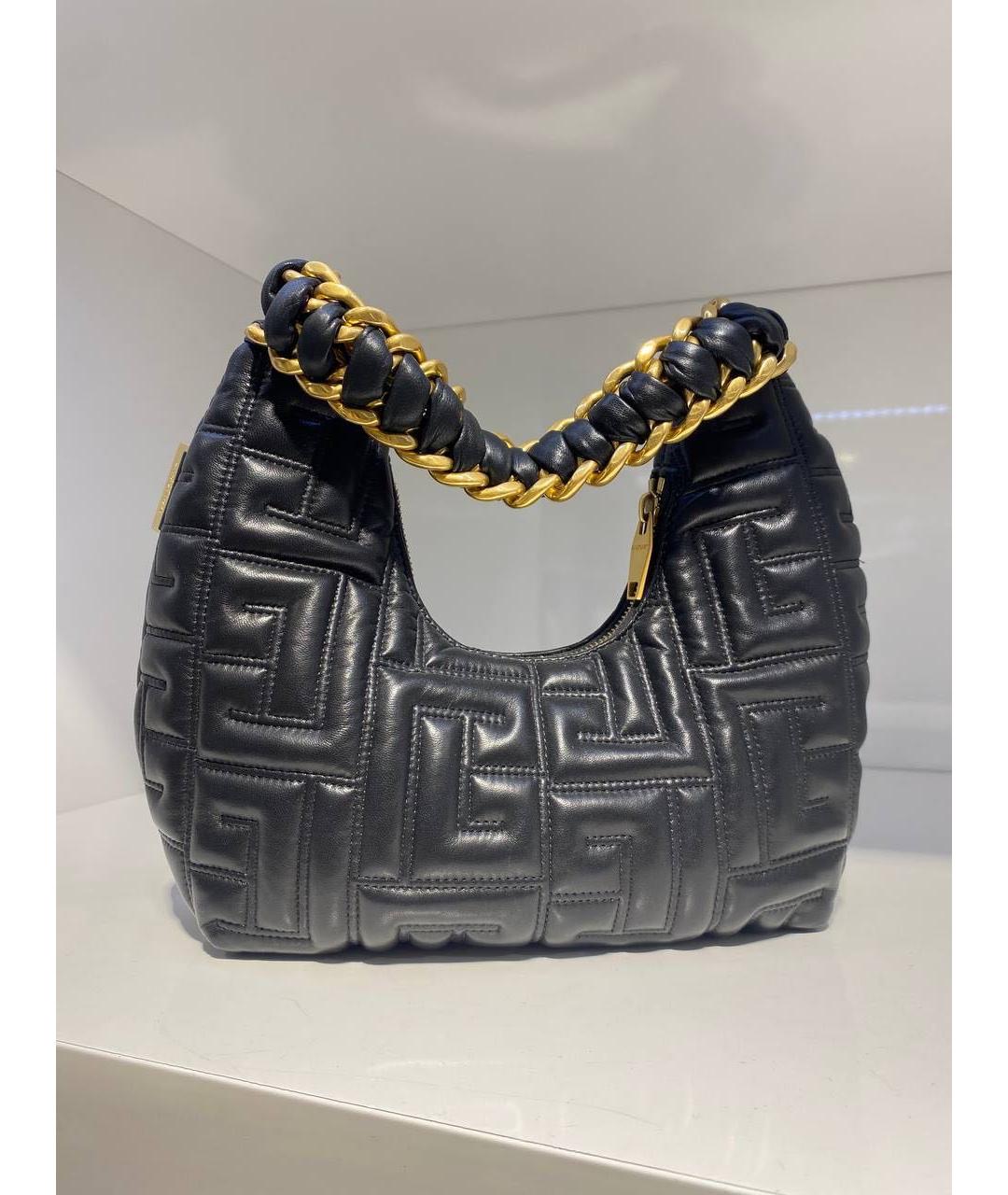 BALMAIN Черная кожаная сумка с короткими ручками, фото 3