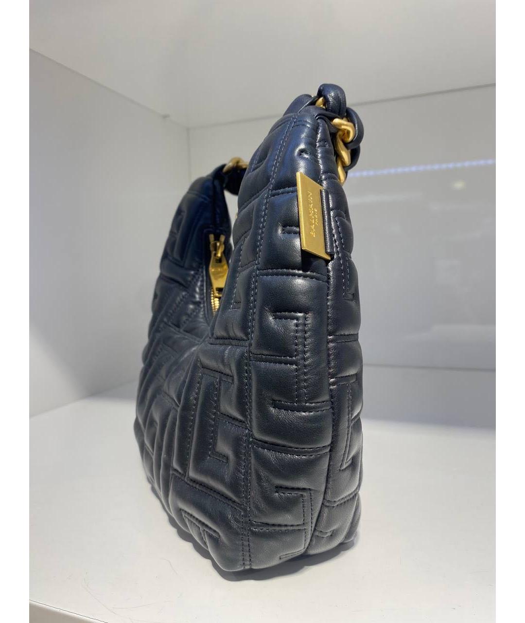 BALMAIN Черная кожаная сумка с короткими ручками, фото 2