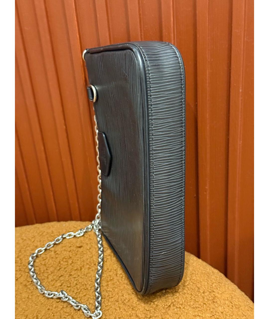 LOUIS VUITTON Черная кожаная сумка через плечо, фото 6