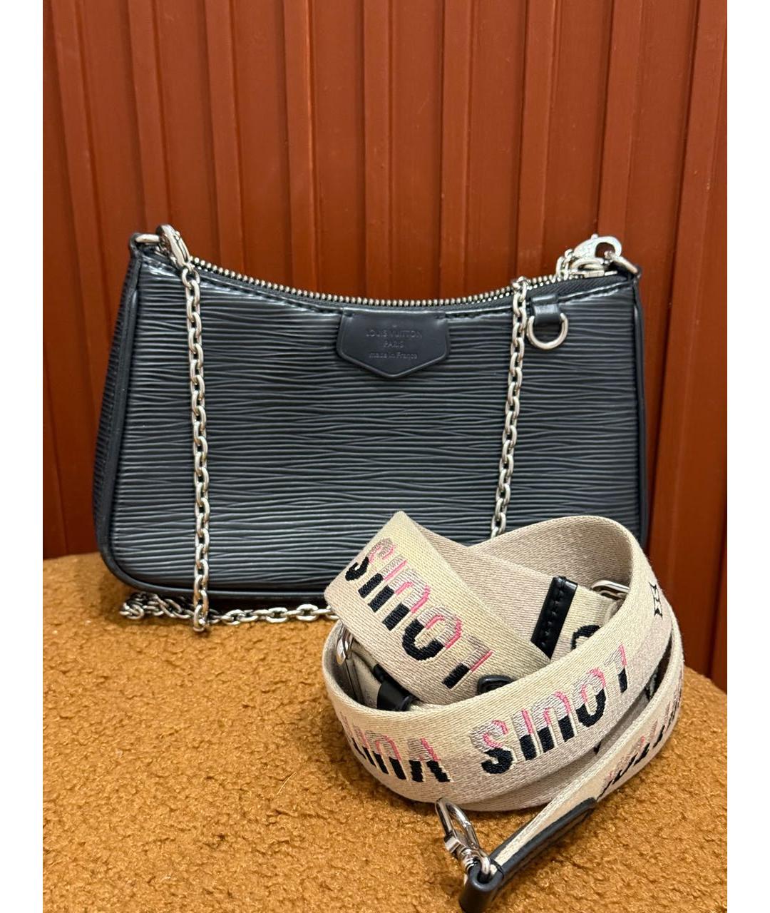 LOUIS VUITTON Черная кожаная сумка через плечо, фото 3