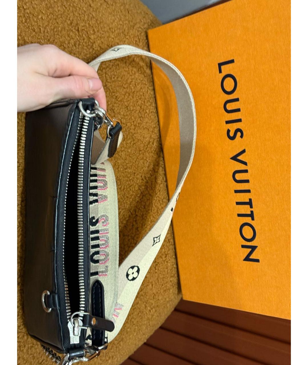 LOUIS VUITTON Черная кожаная сумка через плечо, фото 4