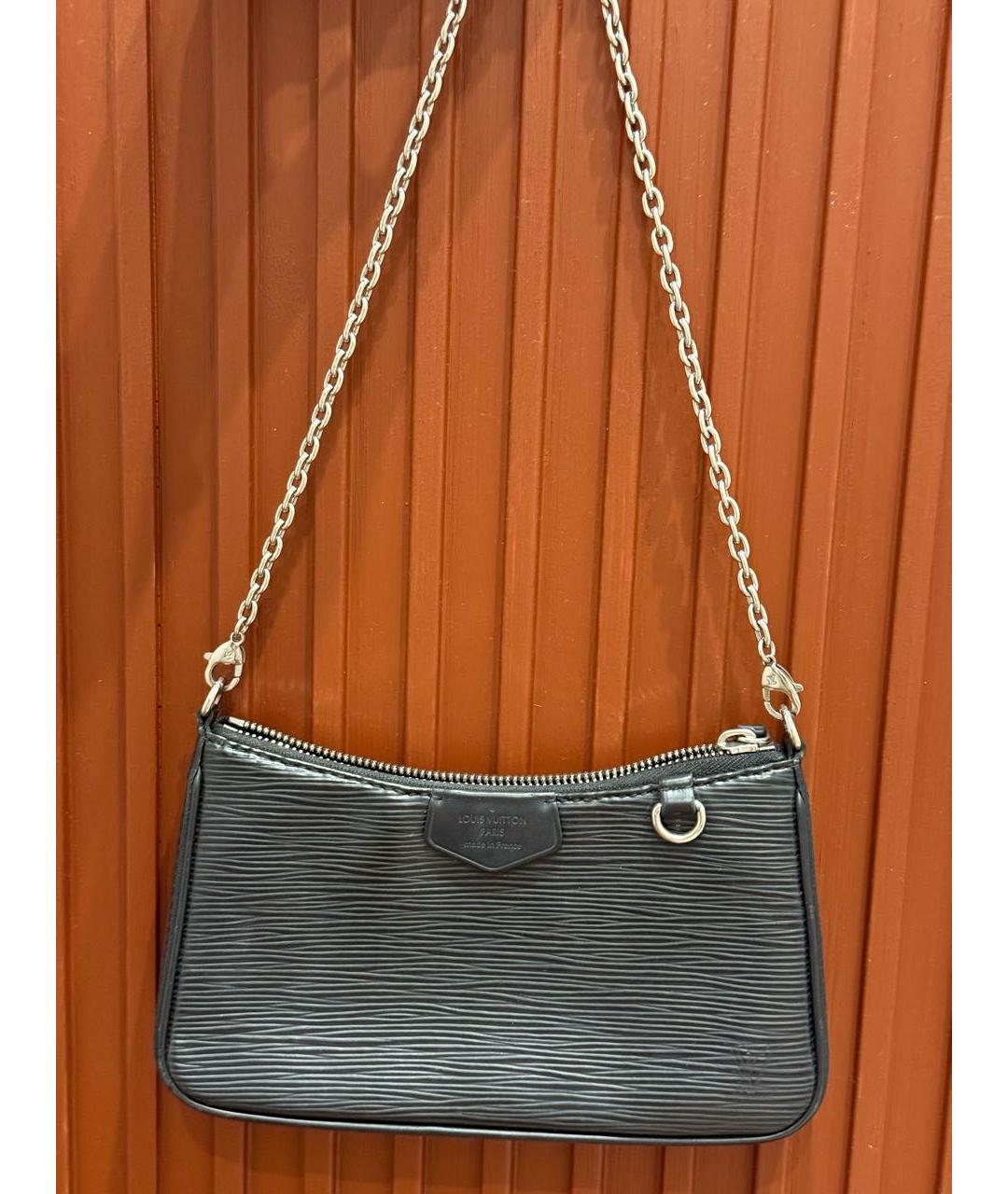 LOUIS VUITTON Черная кожаная сумка через плечо, фото 9