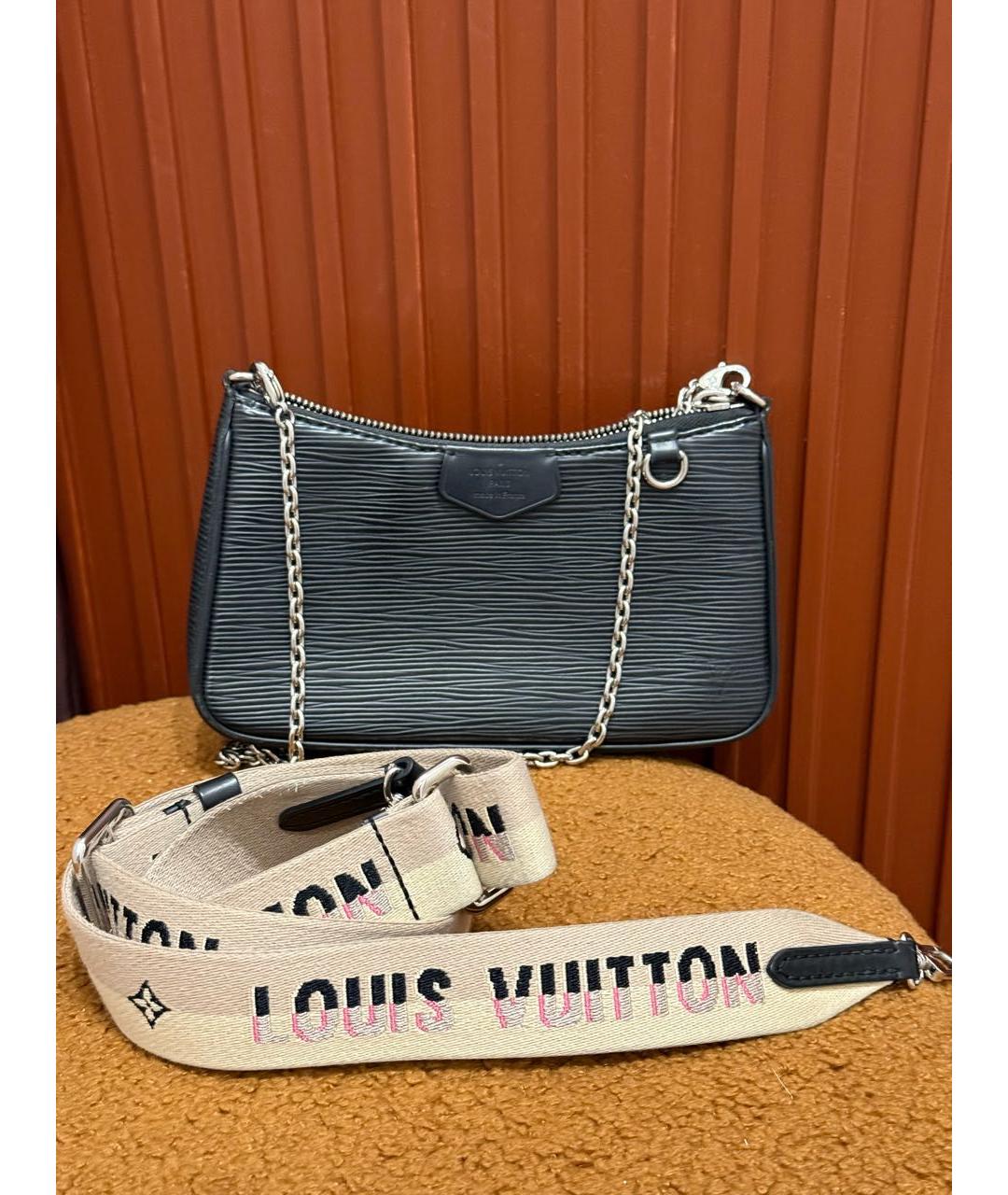 LOUIS VUITTON Черная кожаная сумка через плечо, фото 8