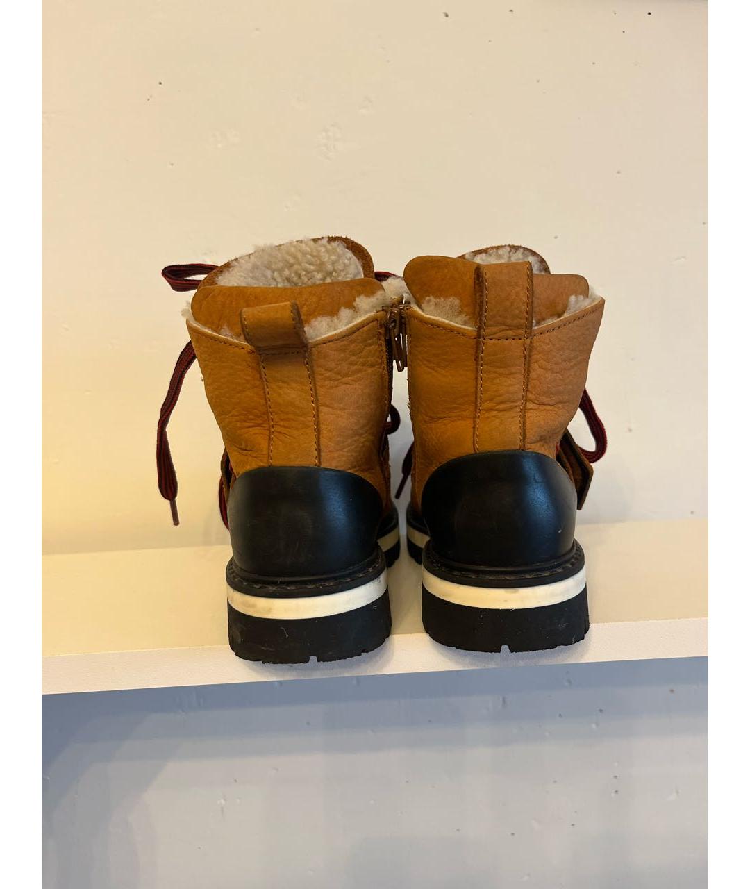 DSQUARED2 KIDS Горчичные кожаные ботинки, фото 4