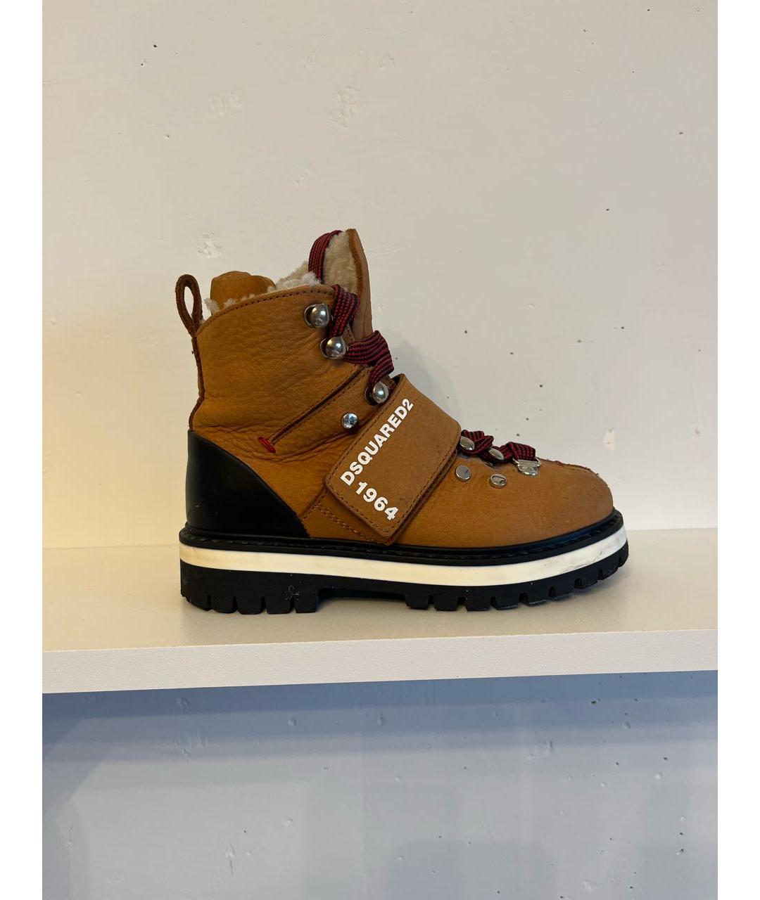DSQUARED2 KIDS Горчичные кожаные ботинки, фото 8