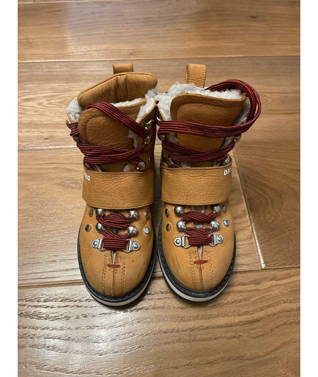 DSQUARED2 KIDS Горчичные кожаные ботинки, фото 2