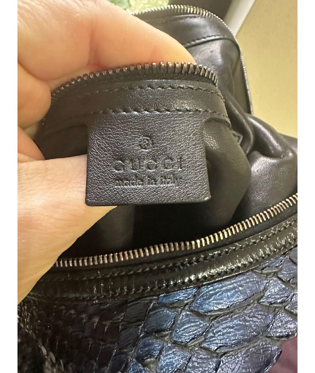 GUCCI Синяя сумка через плечо из экзотической кожи, фото 5