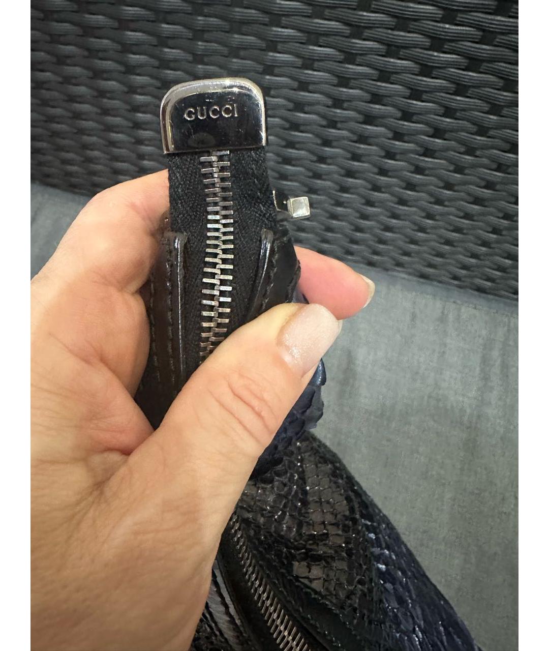 GUCCI Синяя сумка через плечо из экзотической кожи, фото 4