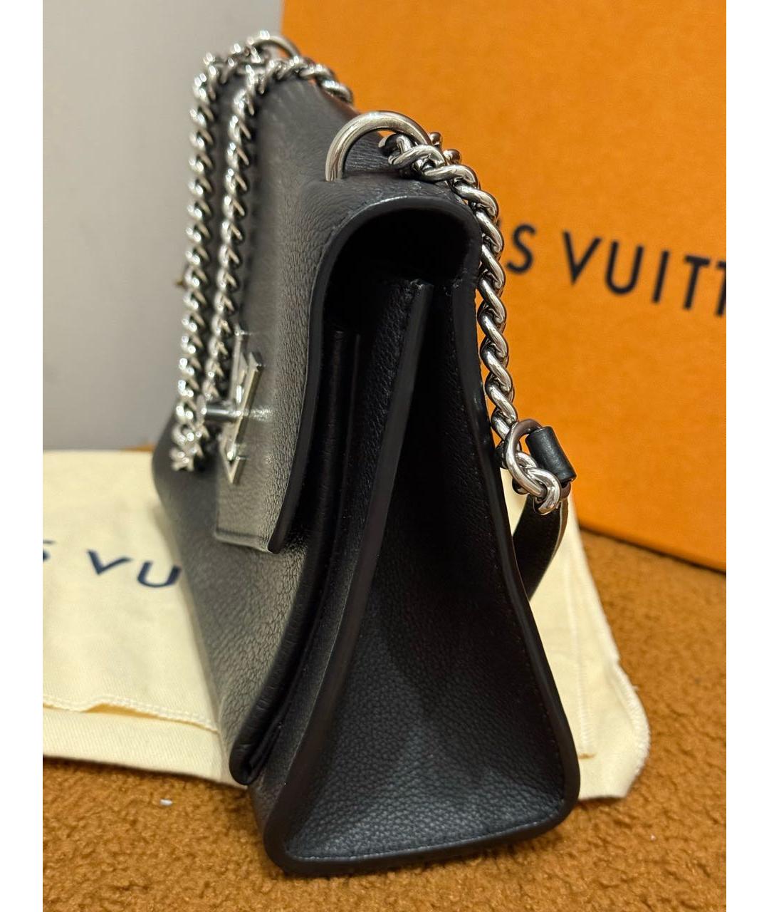 LOUIS VUITTON Черная кожаная сумка через плечо, фото 7