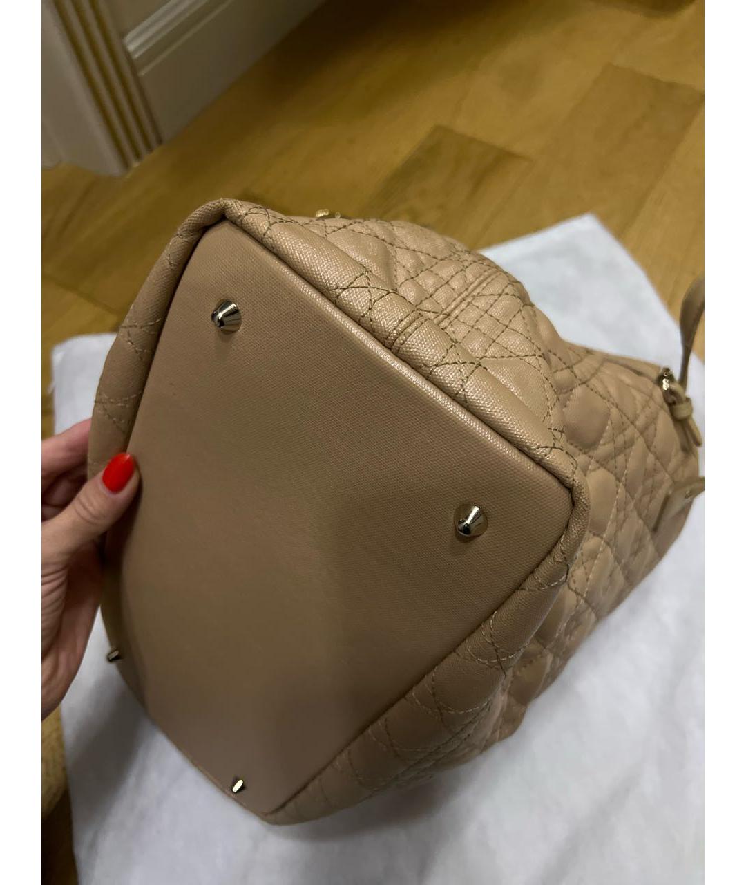 CHRISTIAN DIOR Бежевая кожаная сумка тоут, фото 7