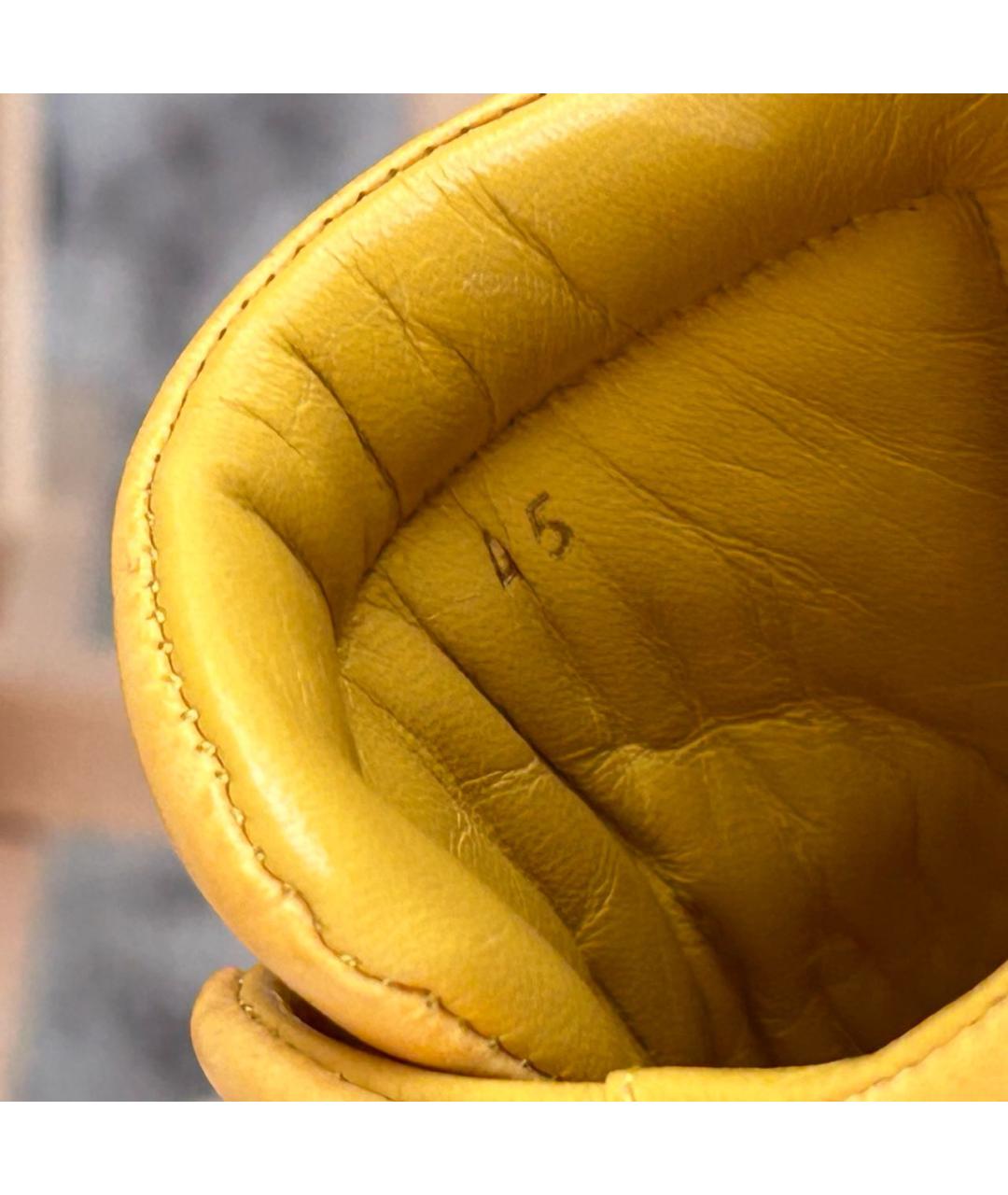 DSQUARED2 Горчичные кожаные низкие кроссовки / кеды, фото 7