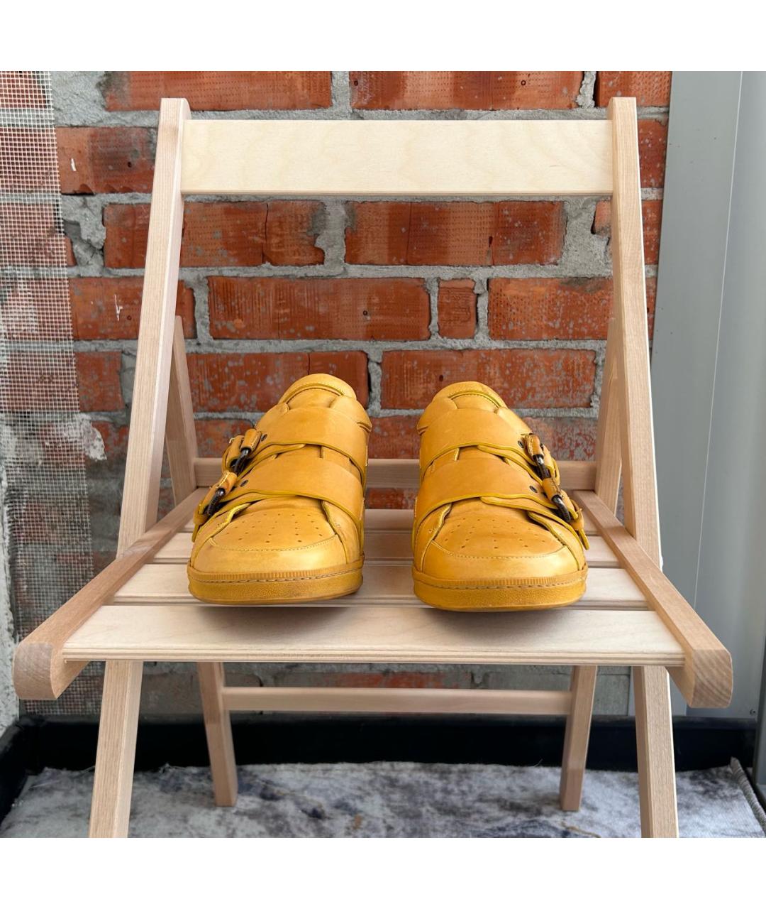 DSQUARED2 Горчичные кожаные низкие кроссовки / кеды, фото 5