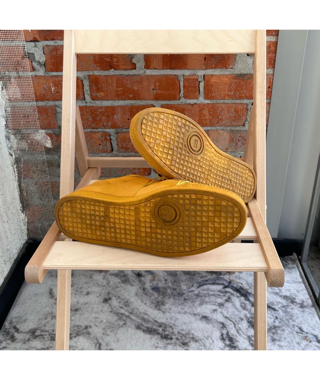 DSQUARED2 Горчичные кожаные низкие кроссовки / кеды, фото 6