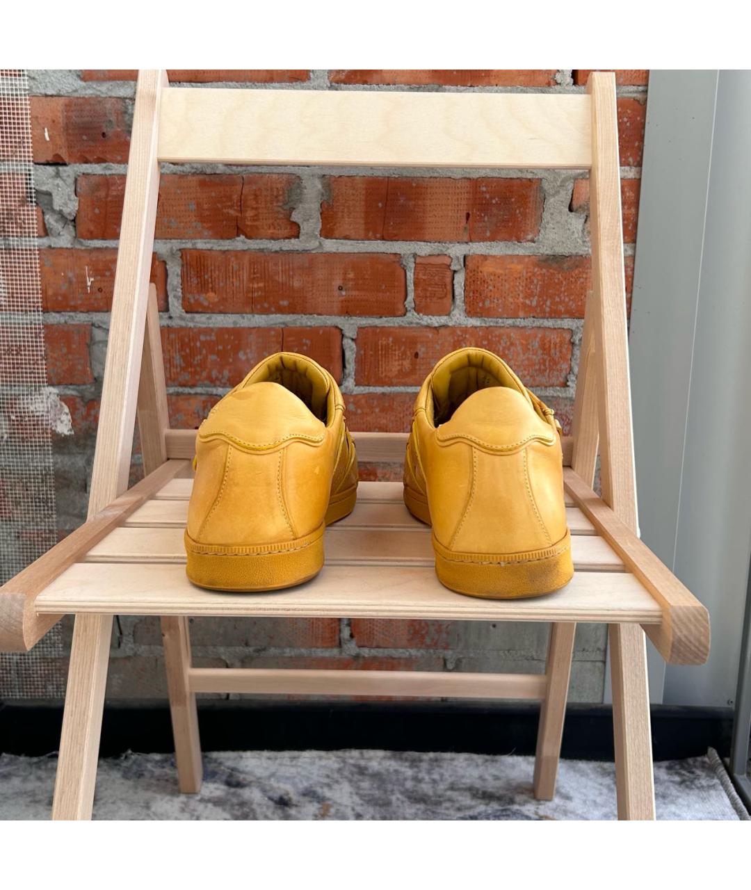 DSQUARED2 Горчичные кожаные низкие кроссовки / кеды, фото 4