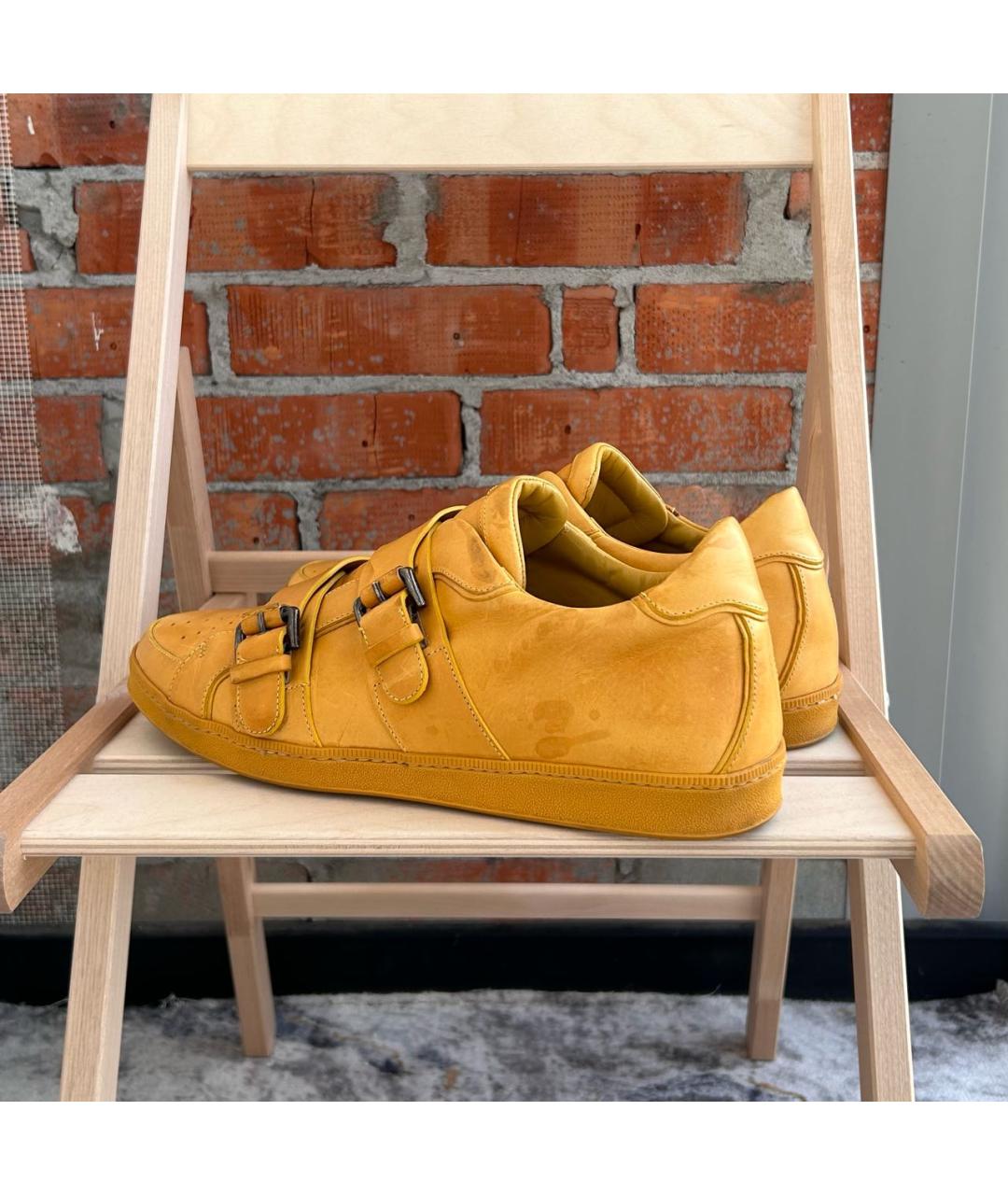 DSQUARED2 Горчичные кожаные низкие кроссовки / кеды, фото 2