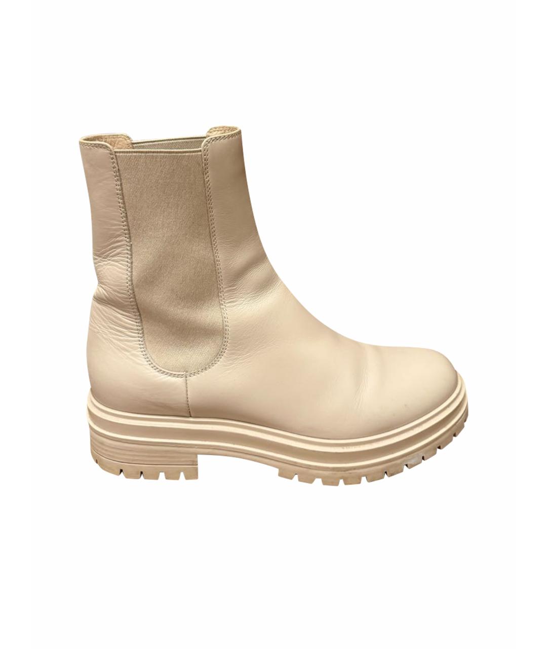 GIANVITO ROSSI Бежевые кожаные полусапоги, фото 1