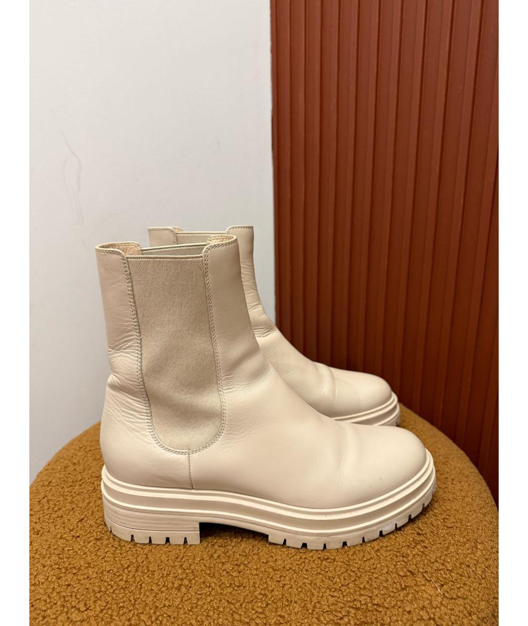 GIANVITO ROSSI Бежевые кожаные полусапоги, фото 9