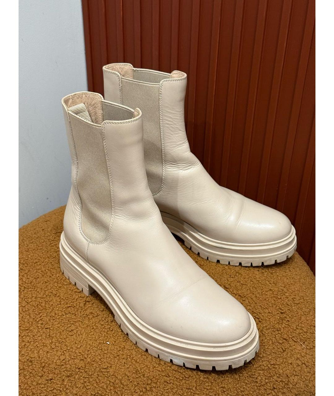 GIANVITO ROSSI Бежевые кожаные полусапоги, фото 4