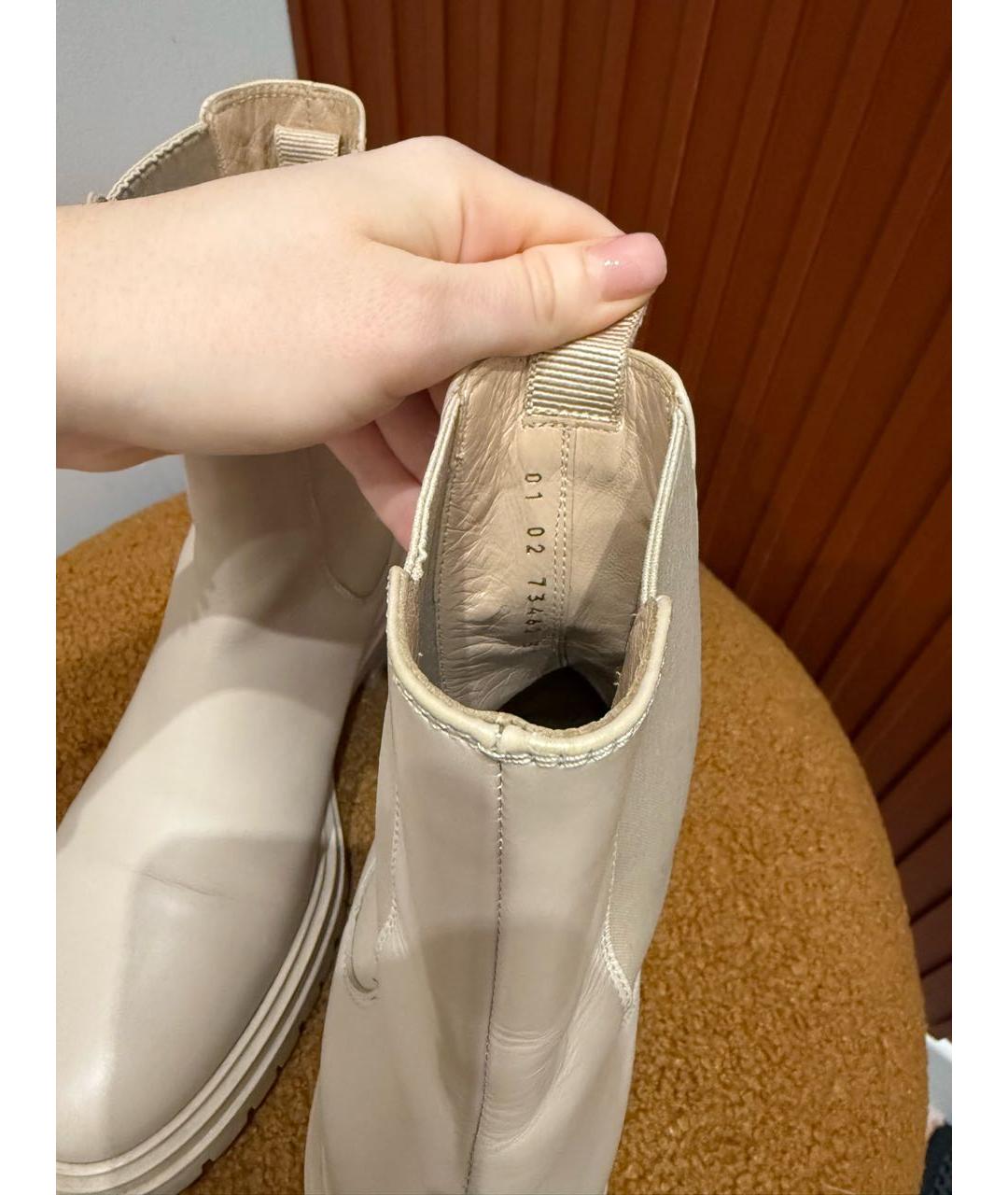 GIANVITO ROSSI Бежевые кожаные полусапоги, фото 6