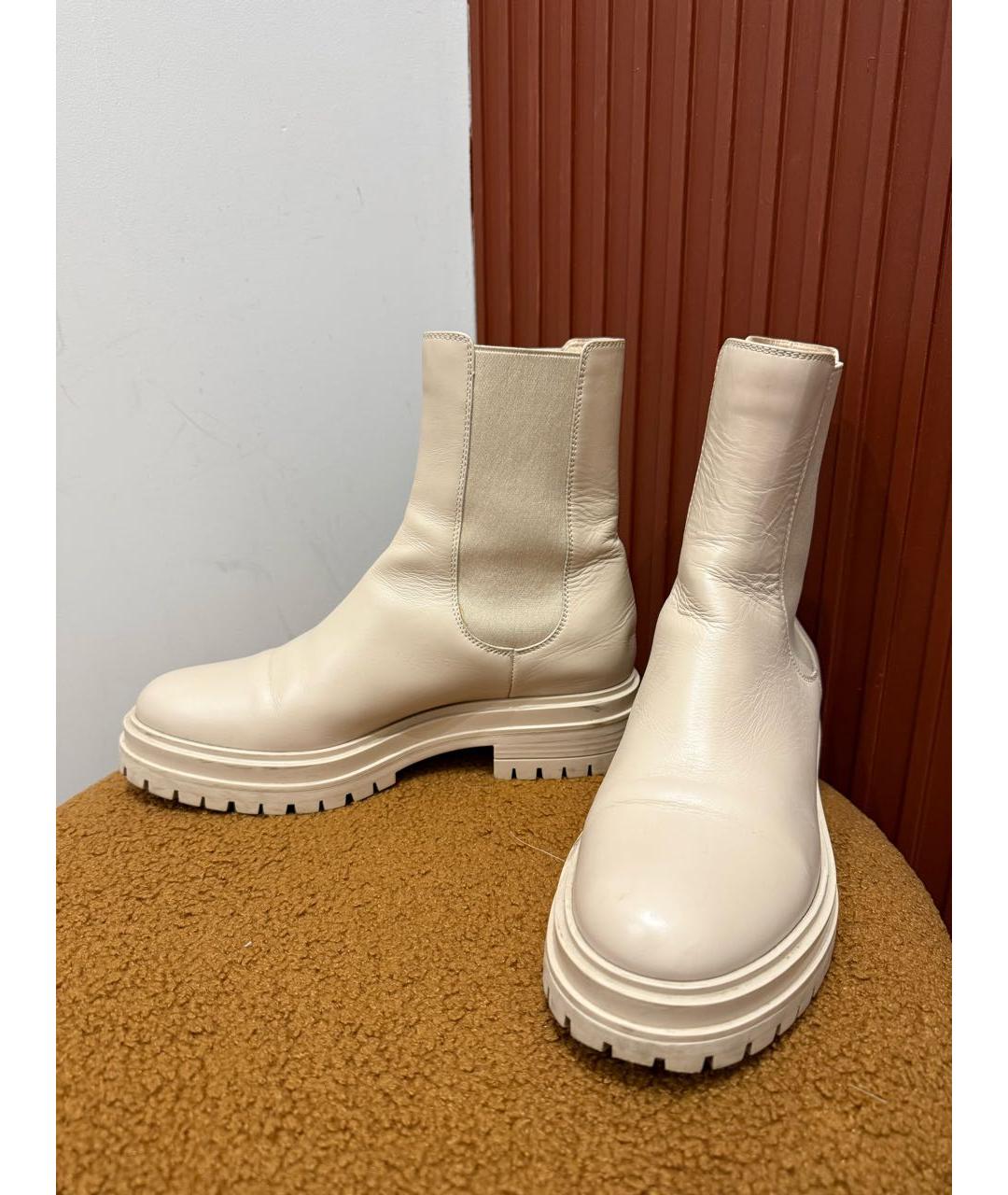 GIANVITO ROSSI Бежевые кожаные полусапоги, фото 8