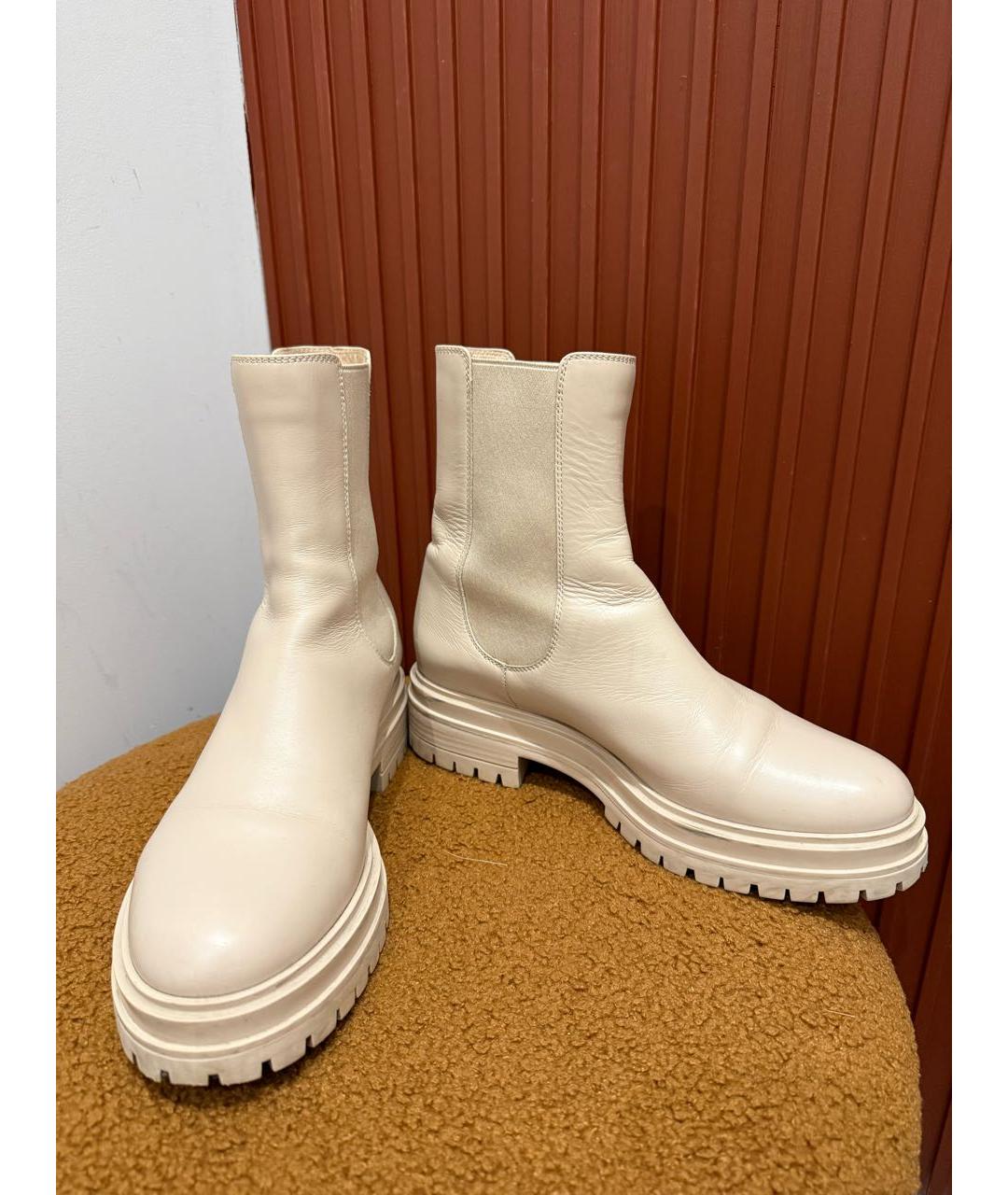 GIANVITO ROSSI Бежевые кожаные полусапоги, фото 7