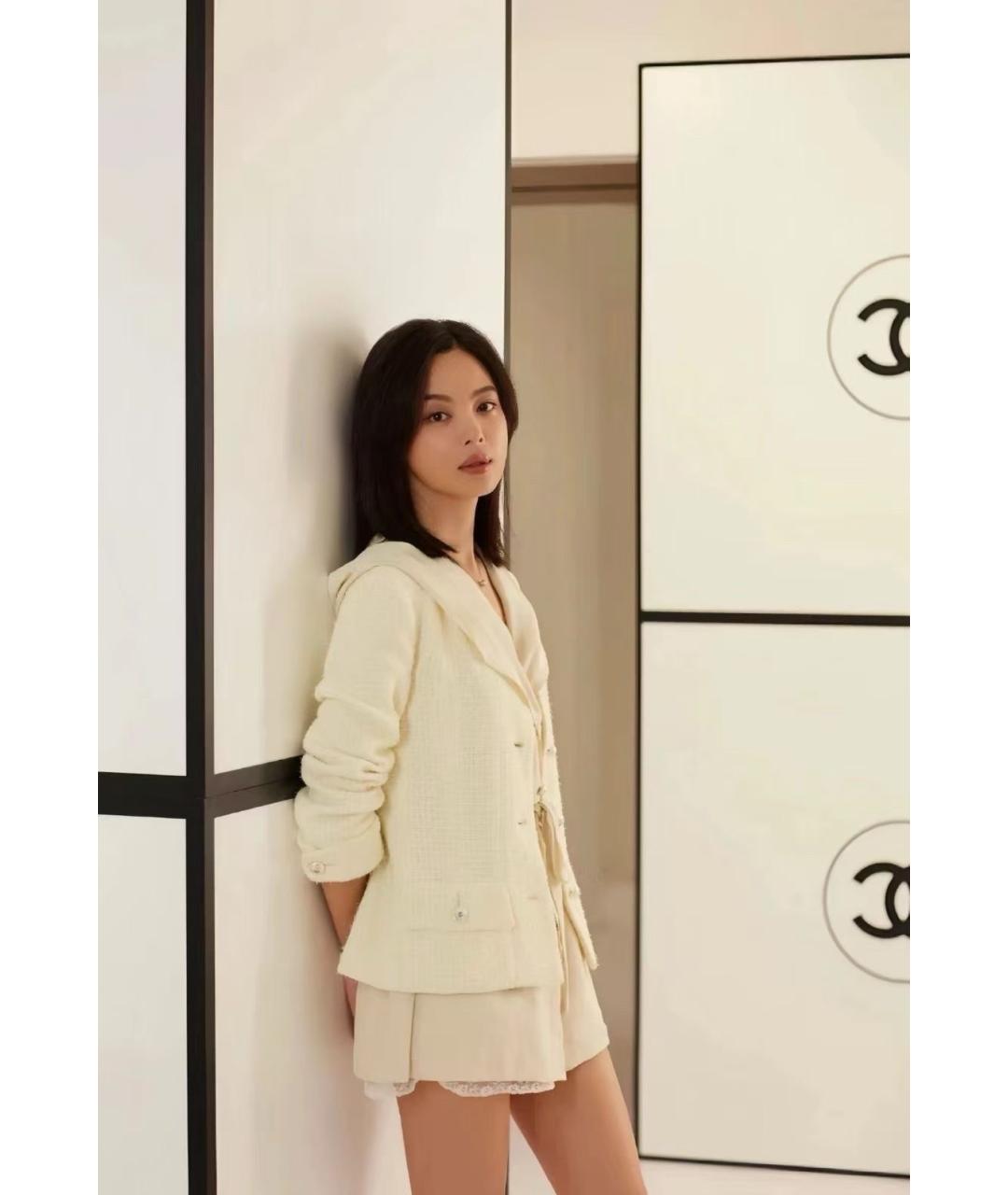 CHANEL Белое твидовое пальто, фото 4