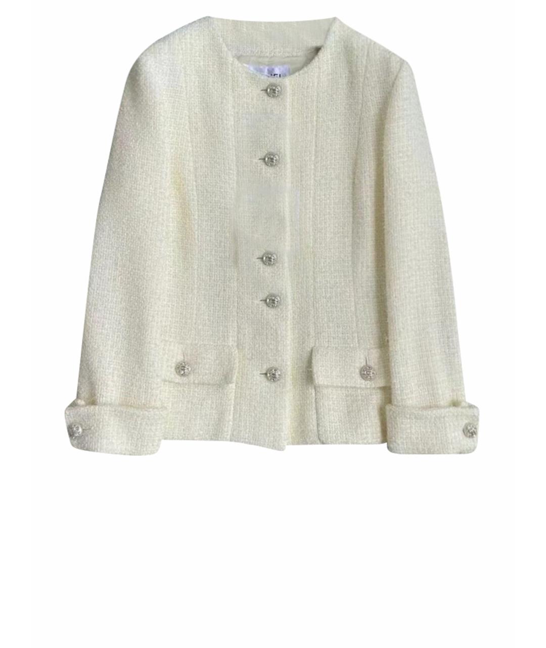 CHANEL Белое твидовое пальто, фото 1