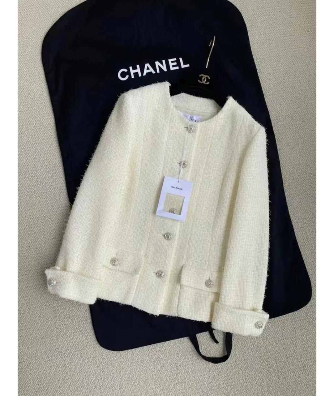 CHANEL Белое твидовое пальто, фото 2