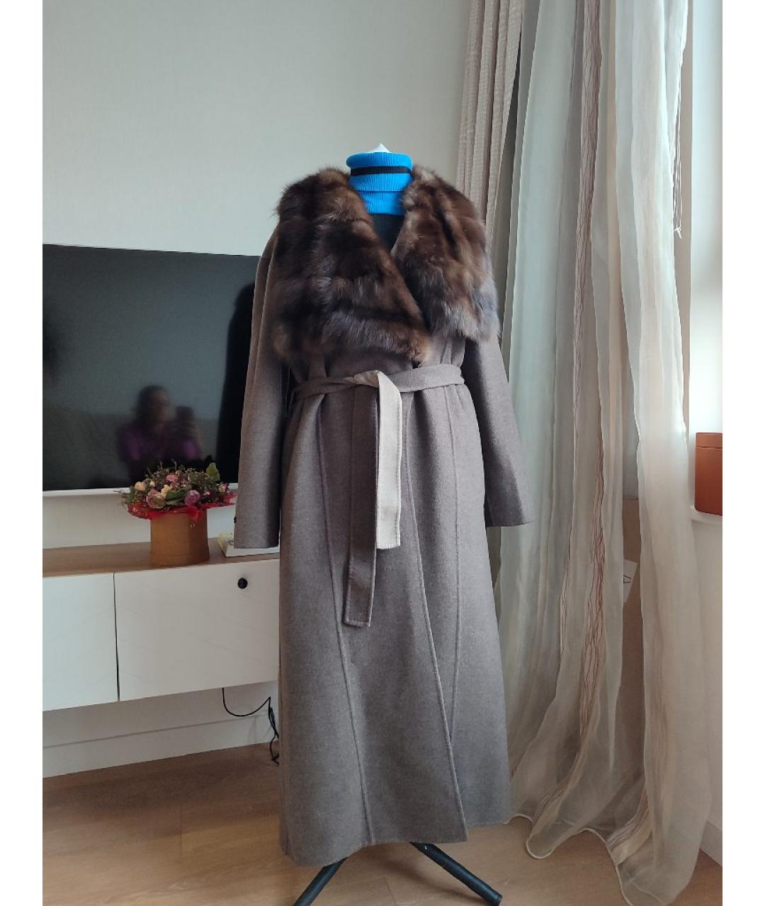 MANZONI 24 Коричневое шерстяное пальто, фото 7