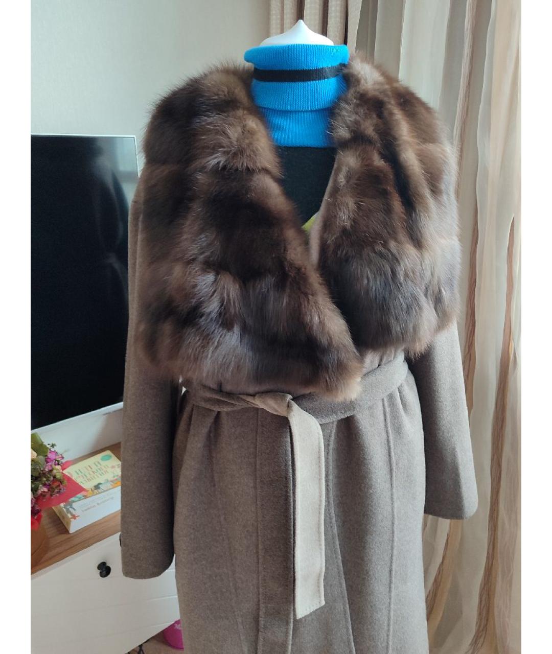 MANZONI 24 Коричневое шерстяное пальто, фото 4