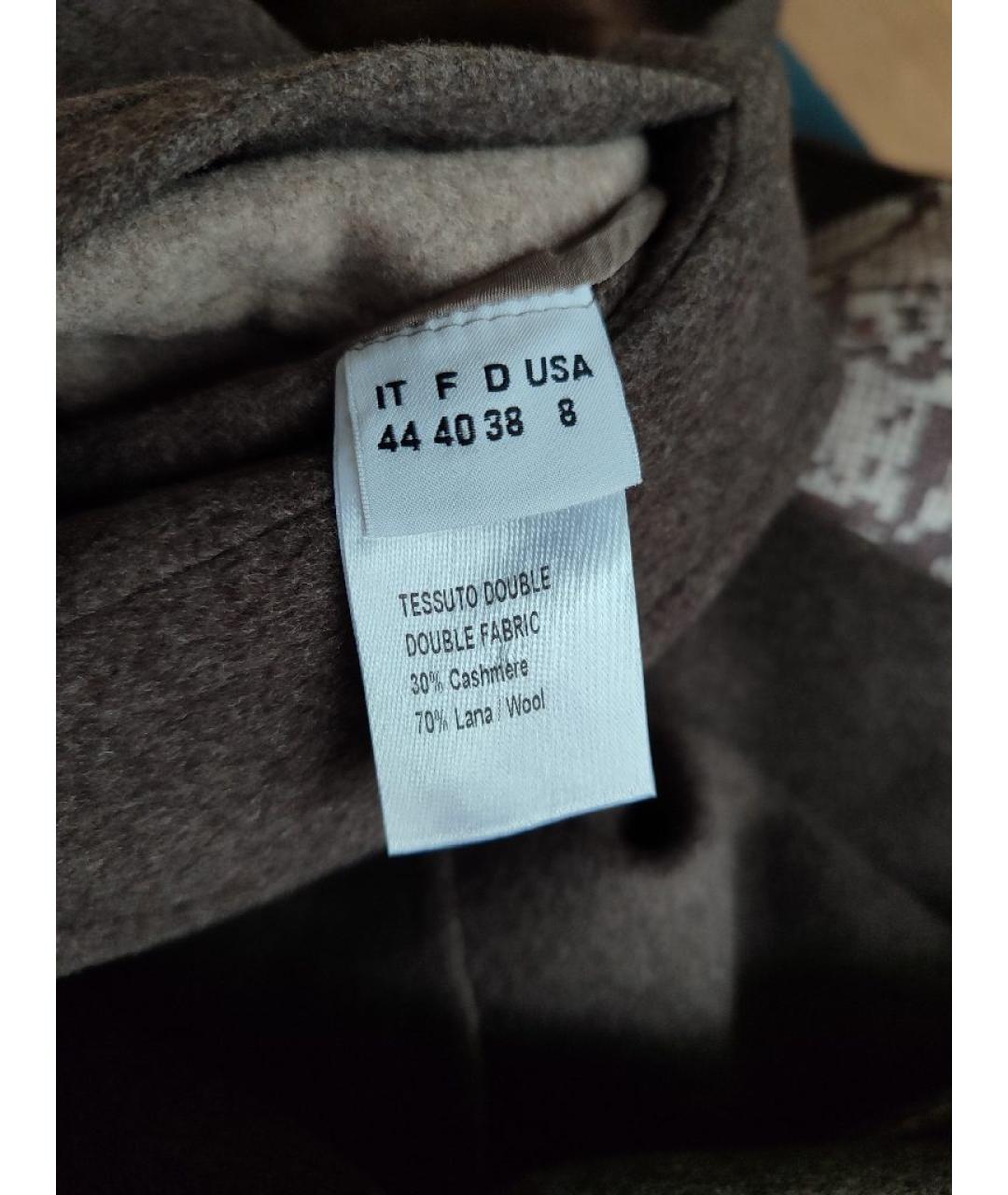 MANZONI 24 Коричневое шерстяное пальто, фото 5