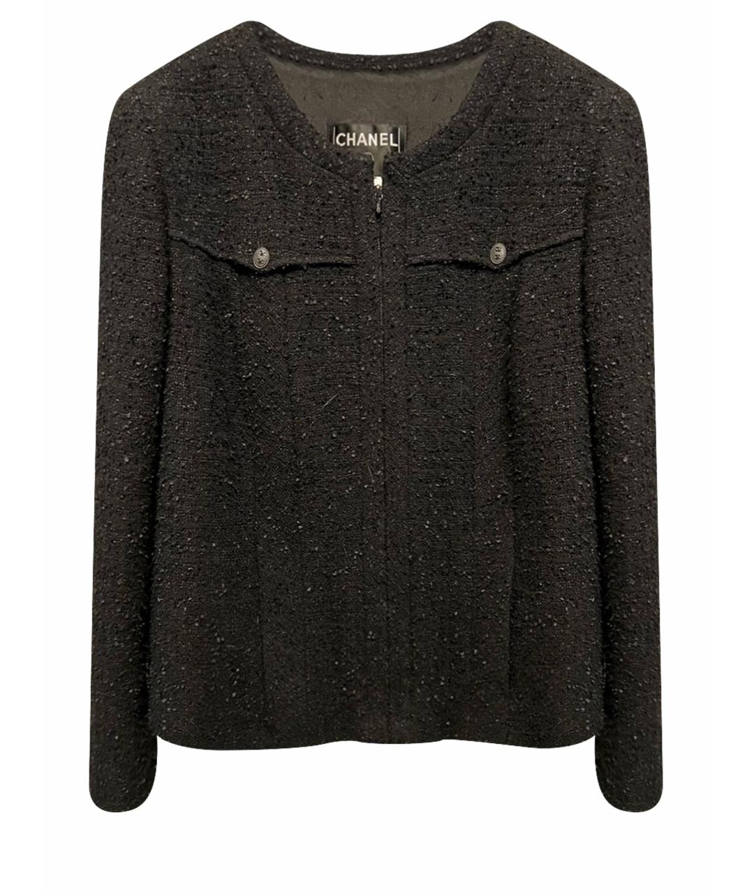 CHANEL Черный шерстяной жакет/пиджак, фото 1