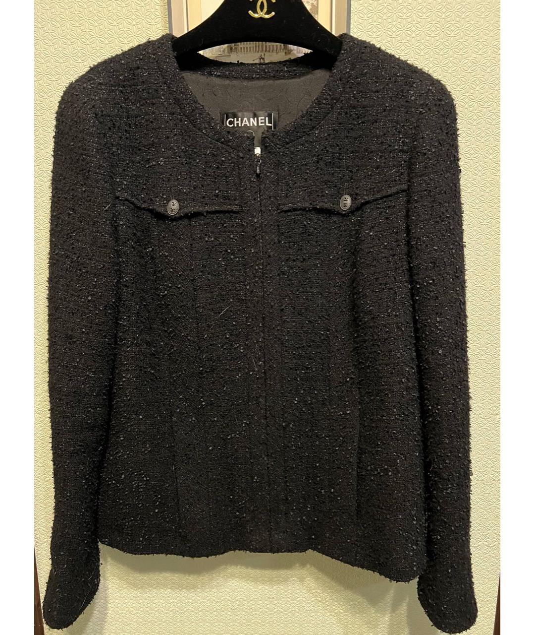 CHANEL Черный шерстяной жакет/пиджак, фото 9