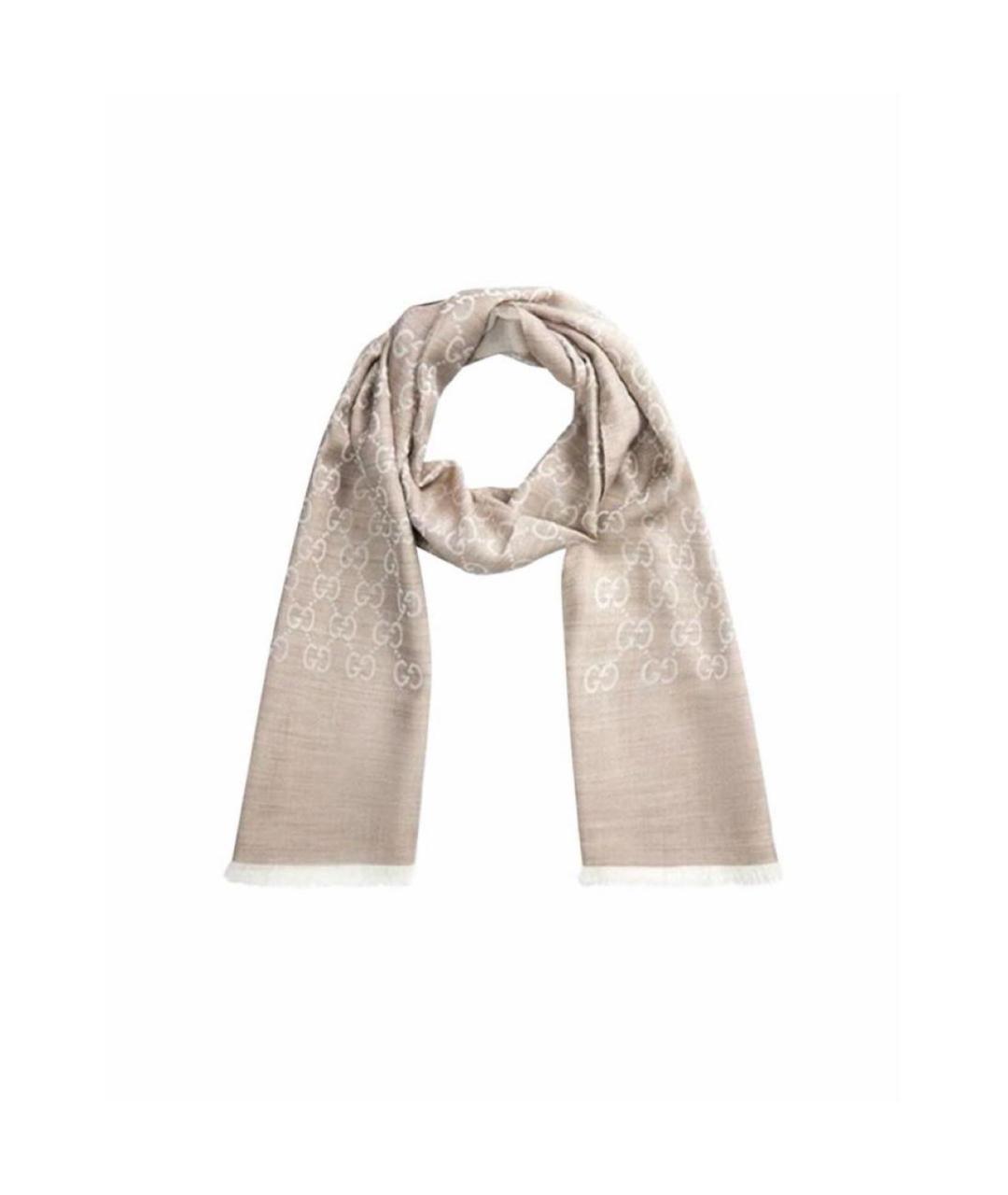 GUCCI Бежевый шерстяной шарф, фото 1