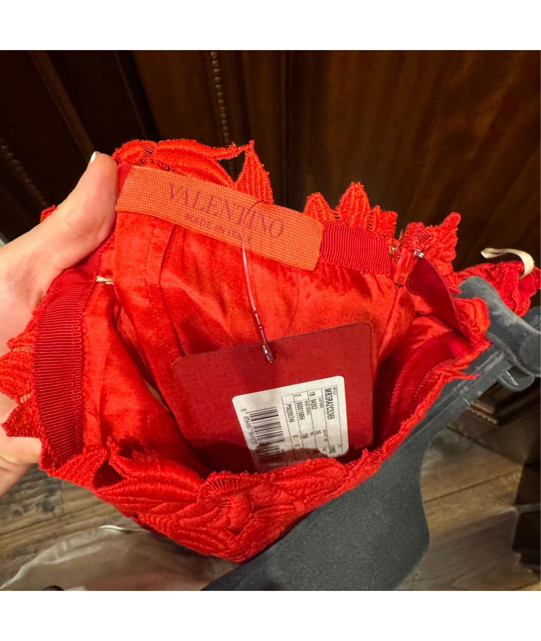 VALENTINO Красная кружевная юбка миди, фото 3