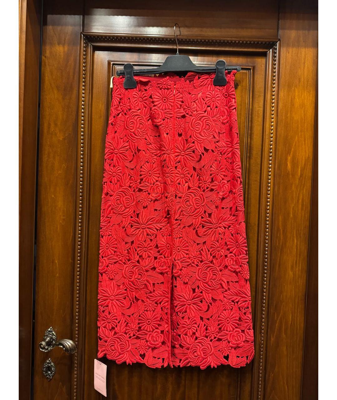 VALENTINO Красная кружевная юбка миди, фото 2