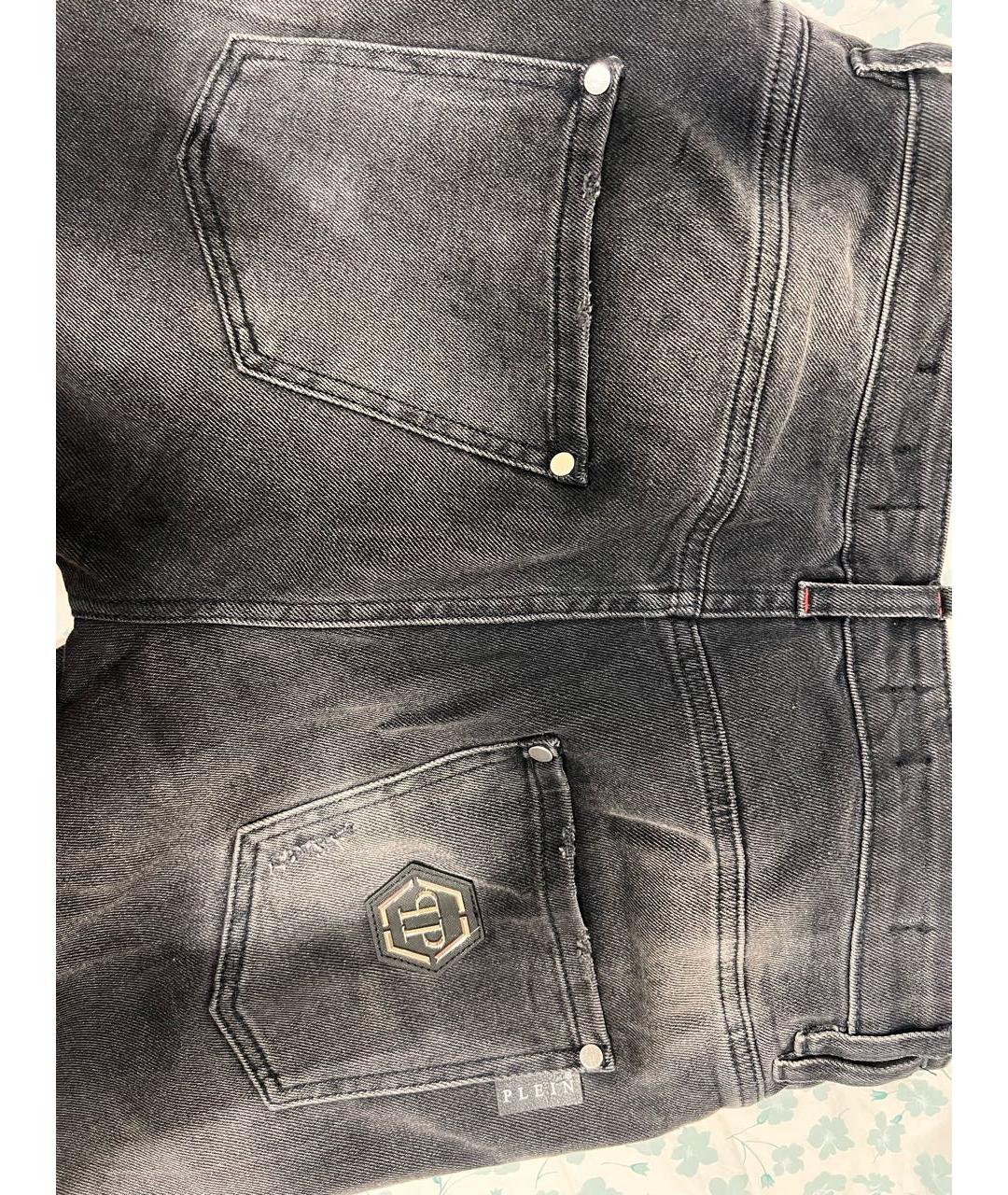 PHILIPP PLEIN Серые хлопко-эластановые джинсы слим, фото 4