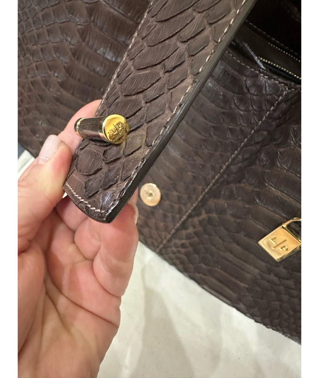 LORO PIANA Коричневая сумка через плечо из экзотической кожи, фото 6