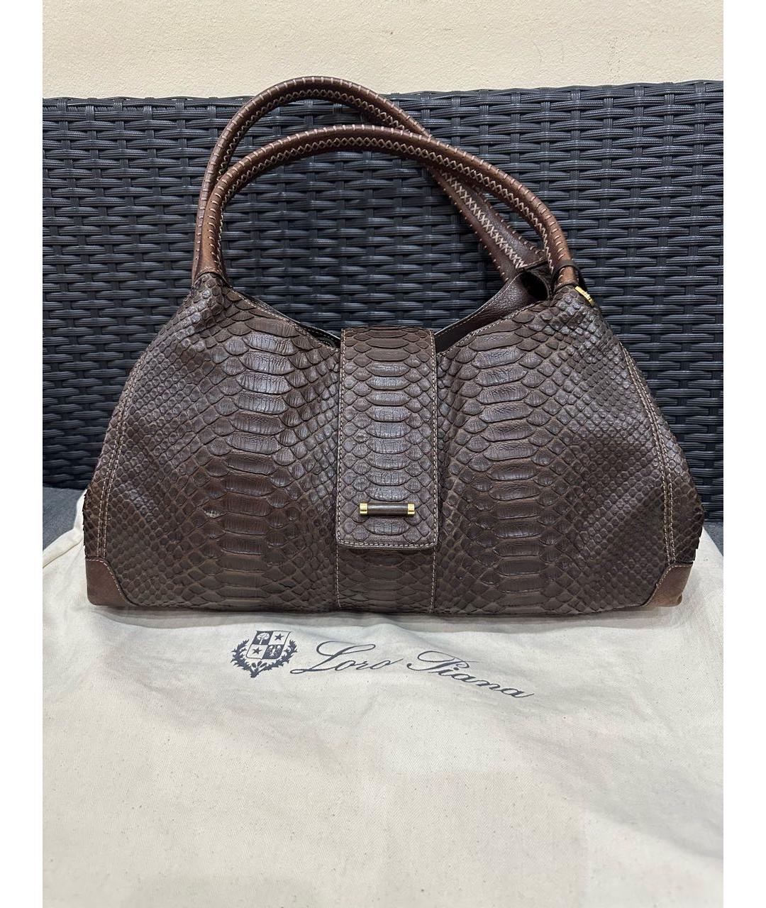 LORO PIANA Коричневая сумка через плечо из экзотической кожи, фото 3