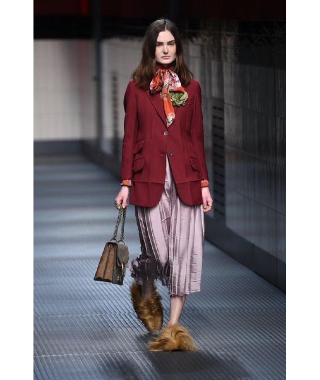 GUCCI Бордовый шерстяной костюм с брюками, фото 9