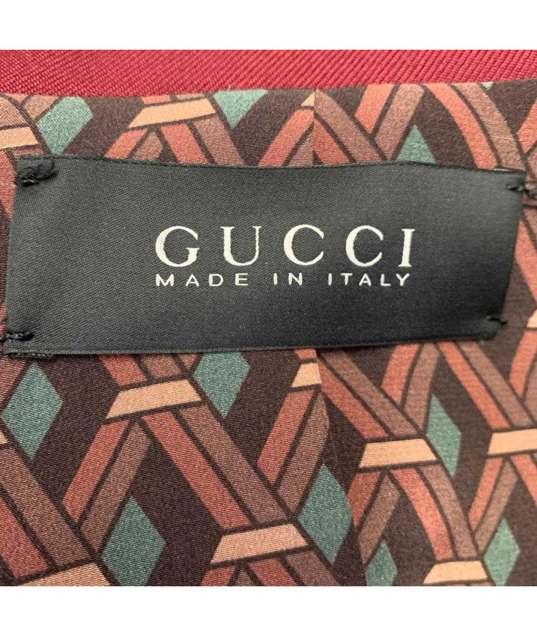 GUCCI Бордовый шерстяной костюм с брюками, фото 3