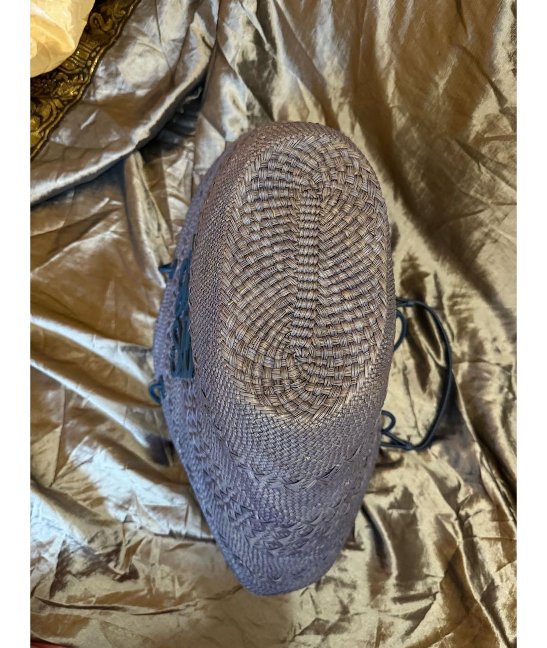 LOEWE Темно-синяя пелетеная пляжная сумка, фото 5