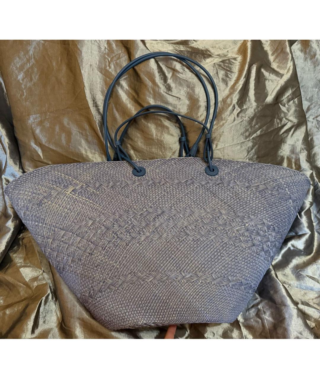 LOEWE Темно-синяя пелетеная пляжная сумка, фото 4