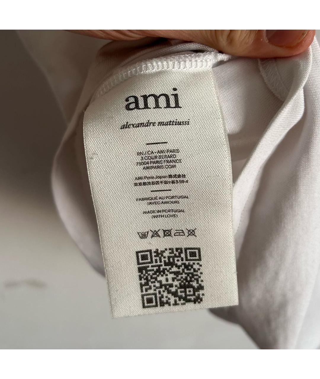 AMI ALEXANDRE MATTIUSSI Белая хлопковая футболка, фото 4