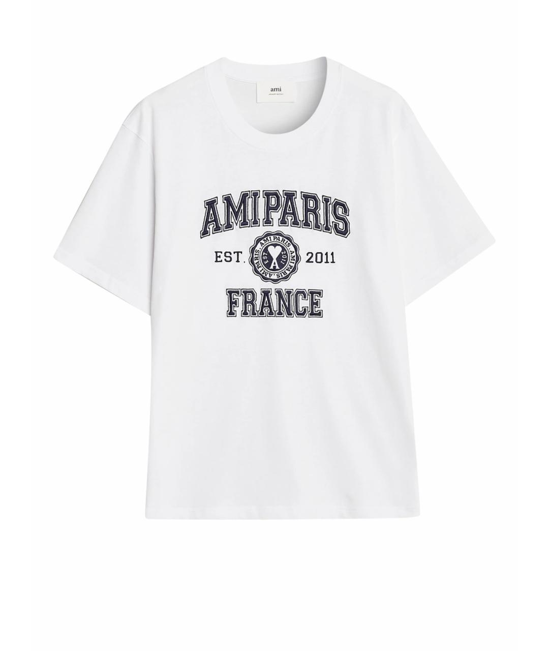 AMI ALEXANDRE MATTIUSSI Белая хлопковая футболка, фото 1