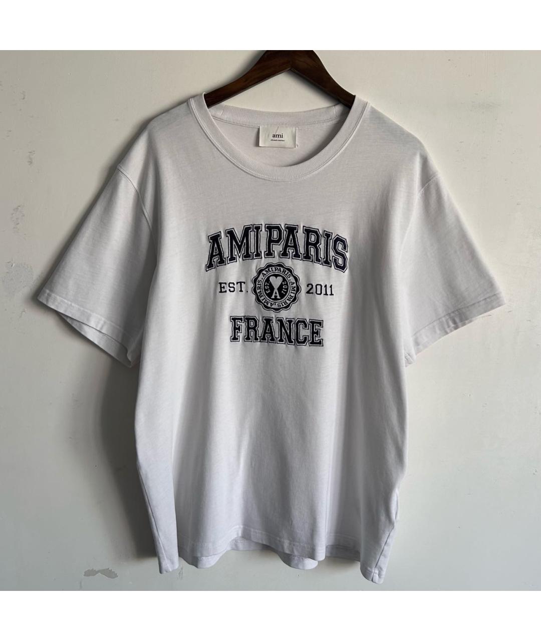 AMI ALEXANDRE MATTIUSSI Белая хлопковая футболка, фото 7