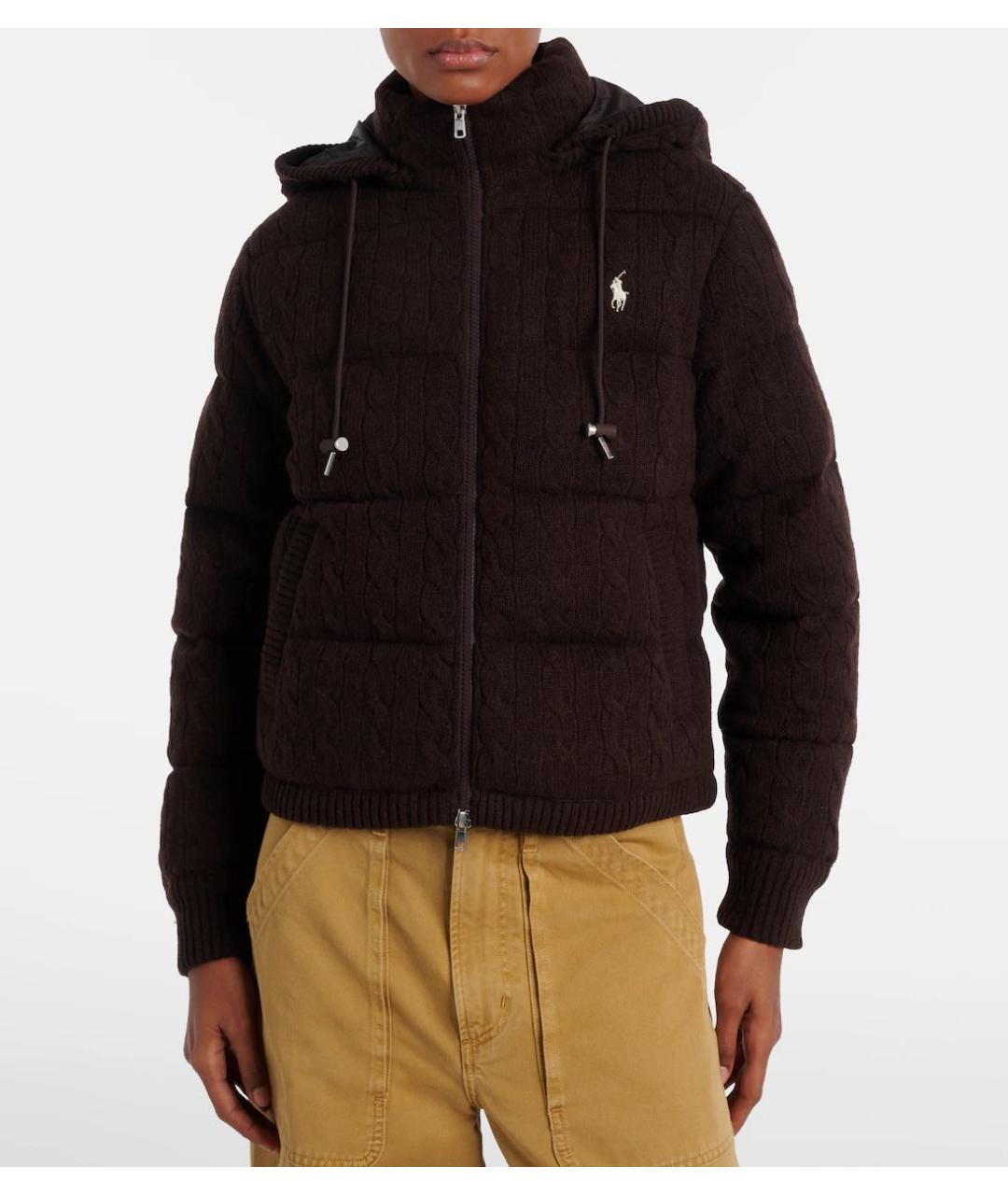 POLO RALPH LAUREN Коричневый шерстяной пуховик, фото 3